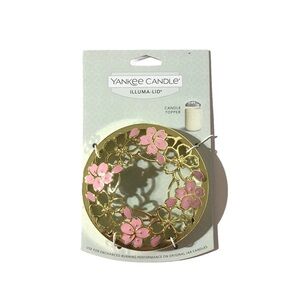 Yankee Candle Illuma-Lid Candle Jar Topper J/T Enameled CHERRY BLOSSOMS Flowers